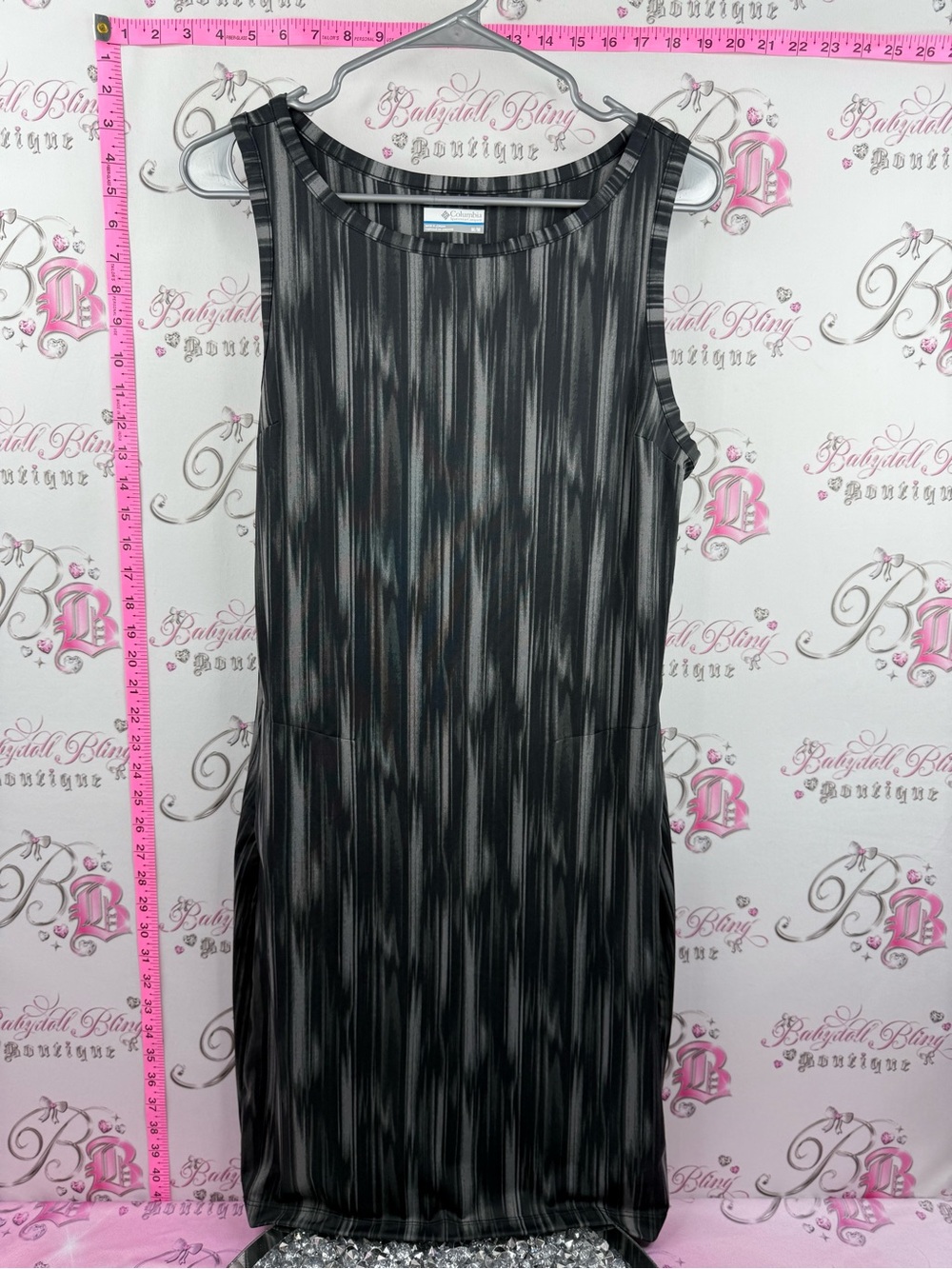 Columbia dress abstract Sleeveless Midi Dress in Black and Gray